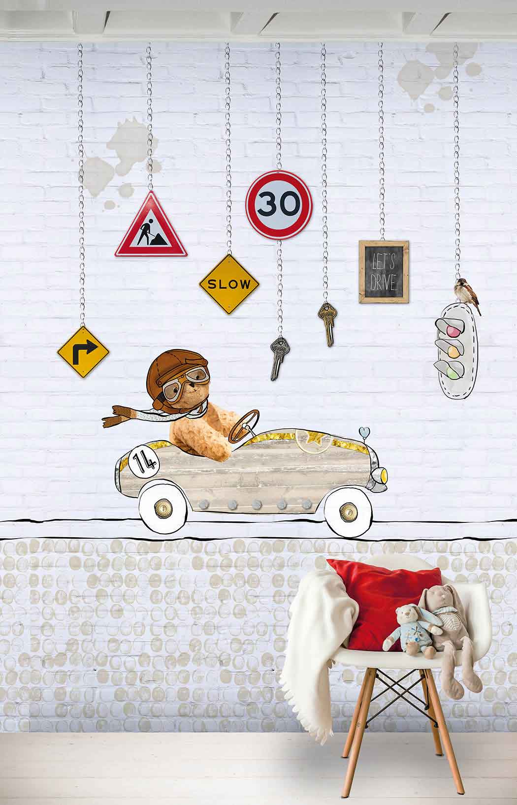 Kinderzimmer Fototapete Lets drive 3D